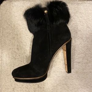 Designer Black rabbit fur booties
